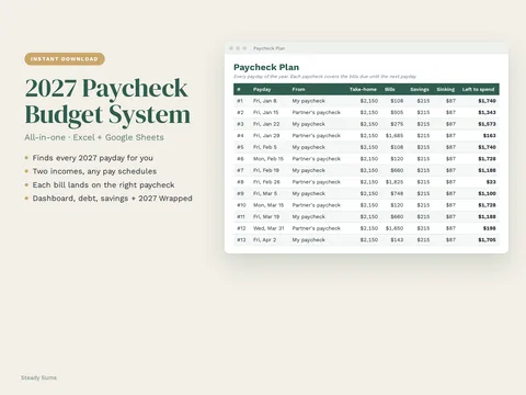 2027 Paycheck Budget System